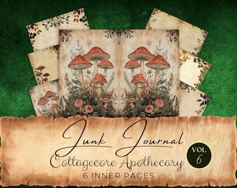 Apothecary Junk Journal Pages: Witchy Mushroom Collage (Digital Download) fan37