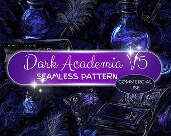 Dark Academia Seamless Pattern: Vintage Books & Potions (Digital Download) fan37 gv37