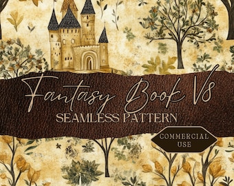 Fantasy Castle Seamless Pattern: Medieval Parchment Texture (Commercial Use) (JPG, PDF) fan37
