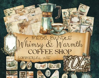 Coffee Shop Junk Journal Mega Bundle: Vintage Cottagecore Ephemera (Digital Download, Commercial Use) cc337