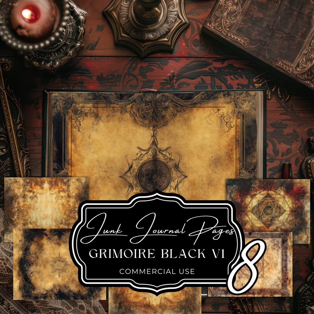 Grimoire Junk Journal Pages Dark Academia Witch Spellbook Digital
