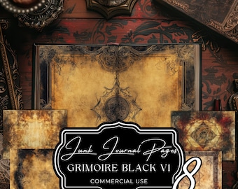 Grimoire Junk Journal Pages: Dark Academia Witch Spellbook (Digital Download) gv37 fan37