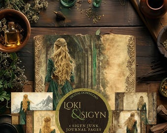 Sigyn Junk Journal Pages: Norse Mythology Ephemera (Commercial Use, Digital Download) nm37 fan37