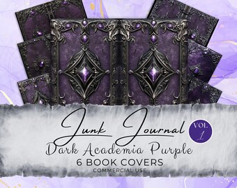 Dark Academia Spell Book Cover Set: Printable Junk Journal Ephemera (8.5x11, Commercial Use) gv37 fan37