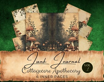 Apothecary Junk Journal Pages: Witchy Mushroom Collage (Digital Download) fan37