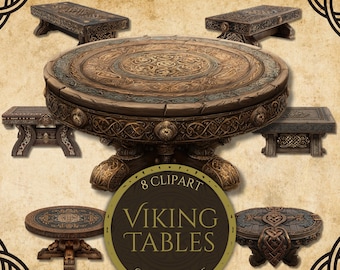 Viking Table Clipart: Norse Tavern Decor, RPG Graphics (PNG Download) nm37