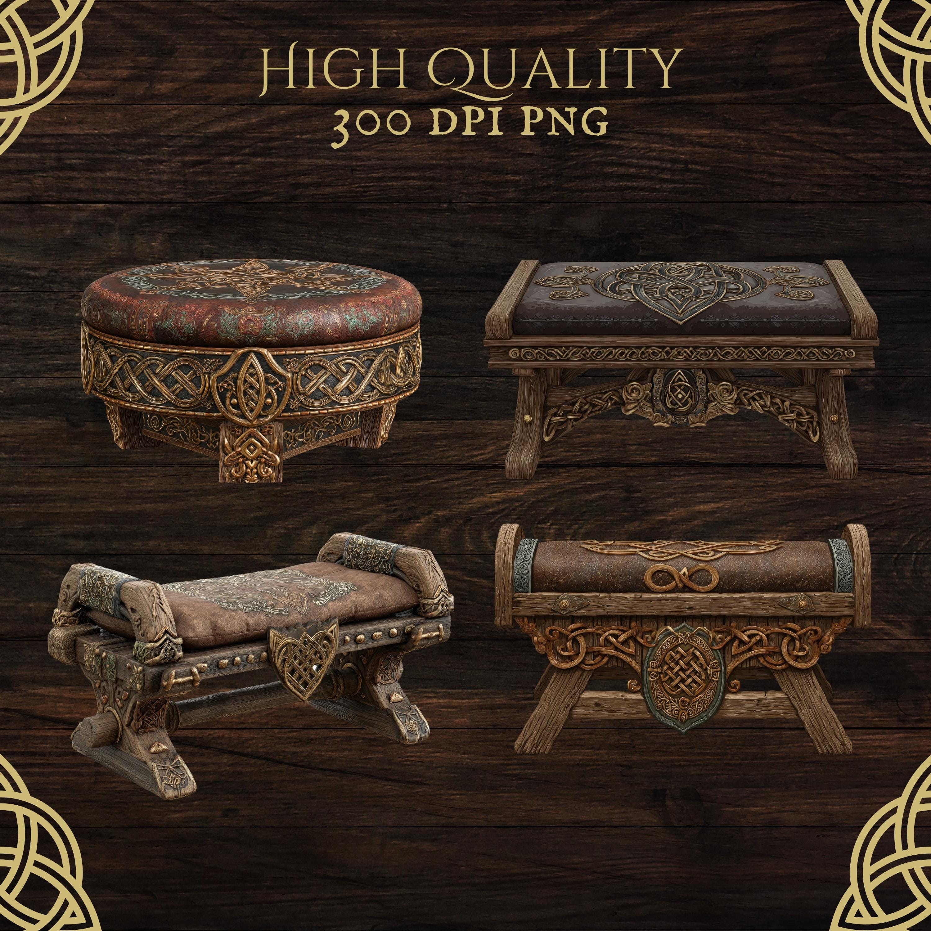 Fantasy Stool Viking Chest Clipart, Fantasy Stools Png, Nordic Box Decor, Fantasy ...