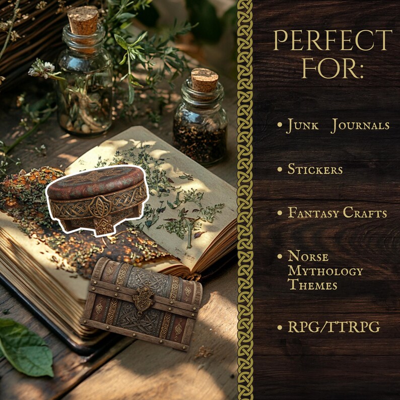 Fantasy Stool Viking Chest Clipart, Fantasy Stools Png, Nordic Box Decor, Fantasy ...