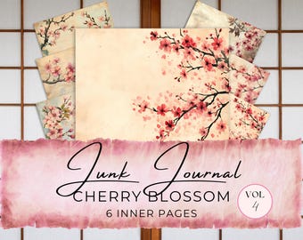 Pages de journal indésirable en fleurs de cerisier : album floral aquarelle (téléchargement numérique)