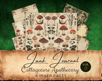 Apothecary Junk Journal Pages: Mushroom Collage Sheets (Commercial Use, Digital Download) fan37