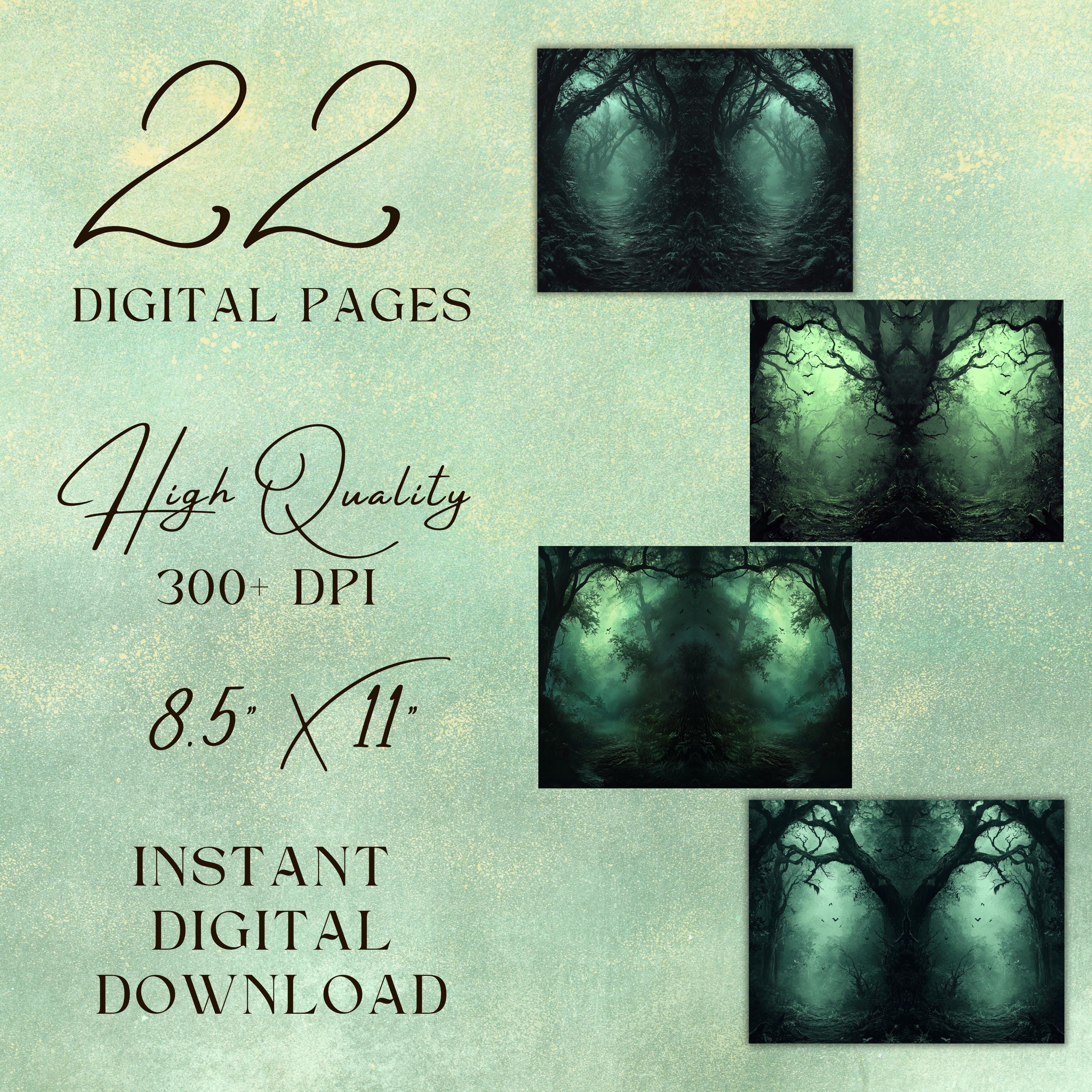 Dark Forest Junk Journal Pages X22 | Commercial Use Digital