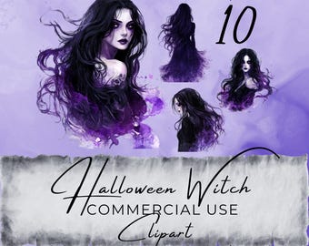 Viktoriansk häxa Clipart: Dark Cottagecore Halloween PNGs (Kommersiellt bruk) fan37 gv37