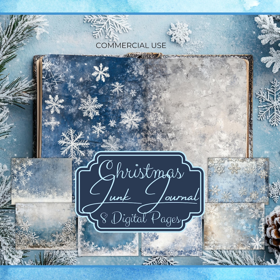 ブルークリスマス ジャンクジャーナルページ：スノーフレーク