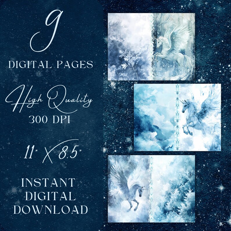 Watercolor Pegasus Junk Journal Pages: Fantasy Scrapbook Paper (digital ...