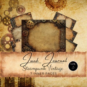 Steampunk-junkjournaalbundel | Commercieel gebruik | x7 plakboekpapier | Vintage perkament, Victoriaans industrieel thema | Directe download GV37