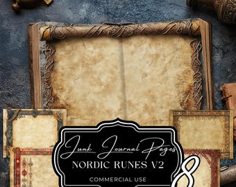 Norse Runes Junk Journal Pages: Viking Parchment Scrapbook Paper (Digital Download) nm37