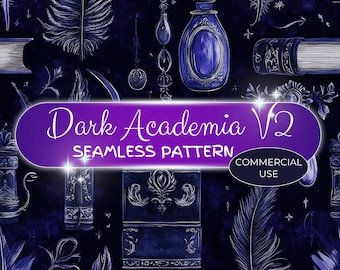 Dark Academia Seamless Pattern: Vintage Books, Gothic Potions (Digital Download) gv37 fan37
