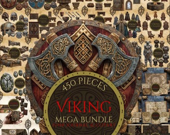Viking Junk Journal Kit, Norse Mythology Clipart, Printable Ephemera, Seamless Pattern Mega Bundle, Digital Scrapbook, Commercial Use, NM37