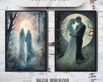 Ghost Lovers Printable Wall Art: Spooky Gothic Romance Chart (Digital Download)