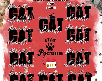 Cat Dad Print, Father's Day Gift, Cat Lover SVG PNG (Digital Download)