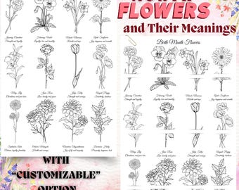 All Birth Month Flowers: Customizable Gift (PNG, SVG, PDF)