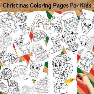 25 pagine da colorare a tema natalizio per bambini, attività natalizie, pagine da colorare educative, libro da colorare digitale