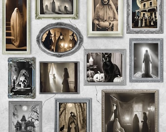Spooky Halloween Wall Art Set: Vintage Paranormal Photos (PDF)