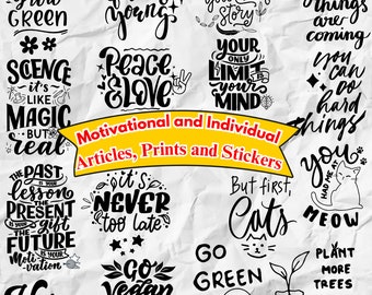 Useful Motivational Stickers: Coffee, Animals, Nature Designs (PNG SVG PDF)