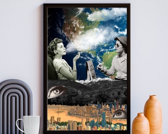Surreal Collage Art Print: Vintage Eclectic Wall Decor (Digital Download)