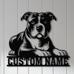 Custom Name Pitbull Metallschild mit LED-Licht, Pitbull Zeichen, personalisierte Hundeschild, Hundemonogramm, Hund Mama Geschenk, Hundegeschenk, Pitbull Liebhaber