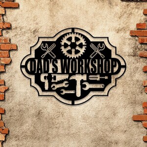 Personalized Workshop Metal Sign with LED Light - Custom Garage Hanging Sign, Metal Garage Decor, Wall Art for Dad