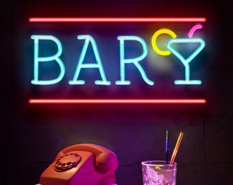 Personalized Home Bar Neon Sign, Custom Name Bar Neon Sign, Neon Sign Gifts, Neon Sign for Dad, Christmas Gift Neon, Man Cave, Bar Sign