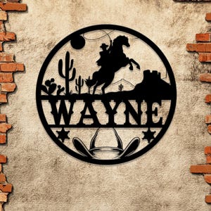 Letrero LED con nombre personalizado de vaquero montando a caballo: perfecto para la decoración de guarderías con temática del oeste, baby showers, cumpleaños y más