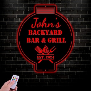 Custom Metal BBQ Wall Art, BBQ Sign, Barbeque Wall Art, BBQ Decor, Home Bar Metal Bar n Grill Sign, Gift For Chef, Gift For Men