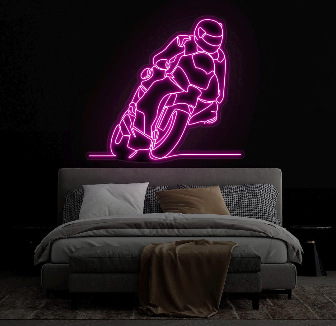 Color-changing Motorcycle Neon Sign – Custom LED Wall Art for Garage ...