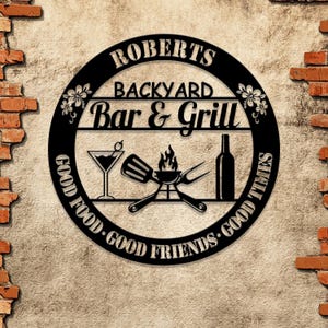 Cartello personalizzato per cortile con luce LED, cartelli in metallo per cucina esterna, cartello personalizzato per bar e grill, cartello in metallo, cartelli per bar, cartelli per barbecue, cartello per bar