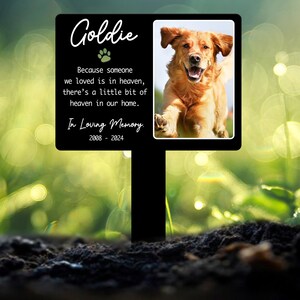 Custom Photo Dog Memorial Stake: Personalized Pet Loss Grave Marker