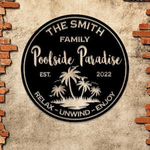 Custom LED Poolside Paradise Sign, Personalized Pool Decor, Backyard Pool Sign, Poolside Decoration, Swimming Pool Accent