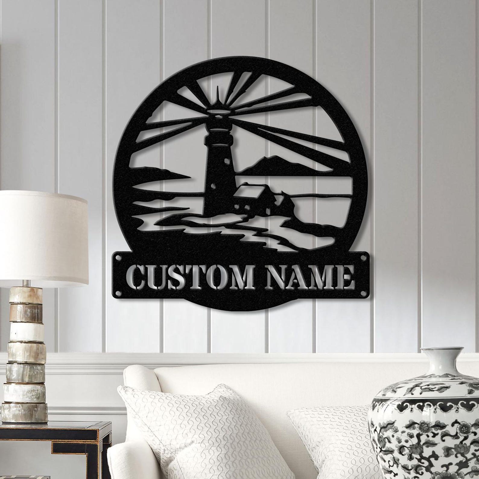 Custom Lighthouse Metal Sign With LED Light, Personalized Light House ...