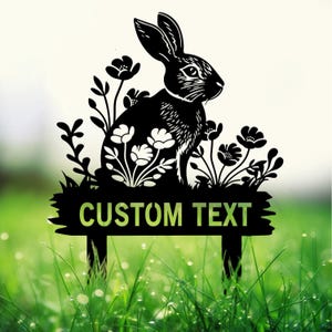 Personalized Bunny Stake Sign, Custom Rabbit Garden Decor, Year of Rabbit Gift, Pet Grave Marker, Outdoor decor, Rabbit Sign With Stake