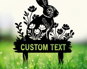 Personalized Bunny Stake Sign, Custom Rabbit Garden Decor, Year of Rabbit Gift, Pet Grave Marker, Outdoor decor, Rabbit Sign With Stake