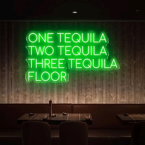 1 Tequila 2 Tequila 3 Tequila Floor Neon Sign - Custom LED Tequila Bar Decor, Fun Neon Light for Home Bar or Restaurant, Drink Wall Art
