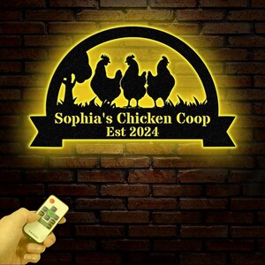Personalized Chicken Coop Sign with Led Light, Hen House Coop Sign, Farm Metal Sign, Metal Chicken Coop Sign, Custom Chicken Coop Sign