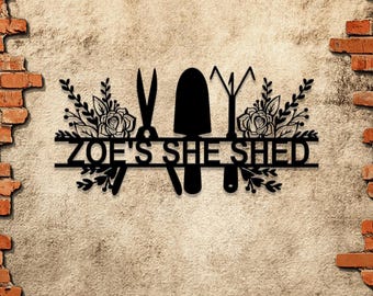 Custom Name She Shed Sign: Perfect for her craft room, garden, or women cave. A thoughtful gift for your wife, adding charm to her space.
