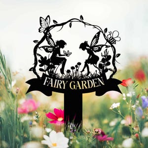 Custom Fairy Metal Garden Sign, Flower Garden Sign, Fairy Garden Stake, Outdoor Garden Yard Decor, Metal Fairy Garden Art, Gardener Gift