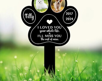Custom Photo Dog Loss Memorial Paw Stake, Personalized Pet Grave Marker, Dog Remembrance Decor, Photo Tribute Plaque for Bereaved Dog Owners