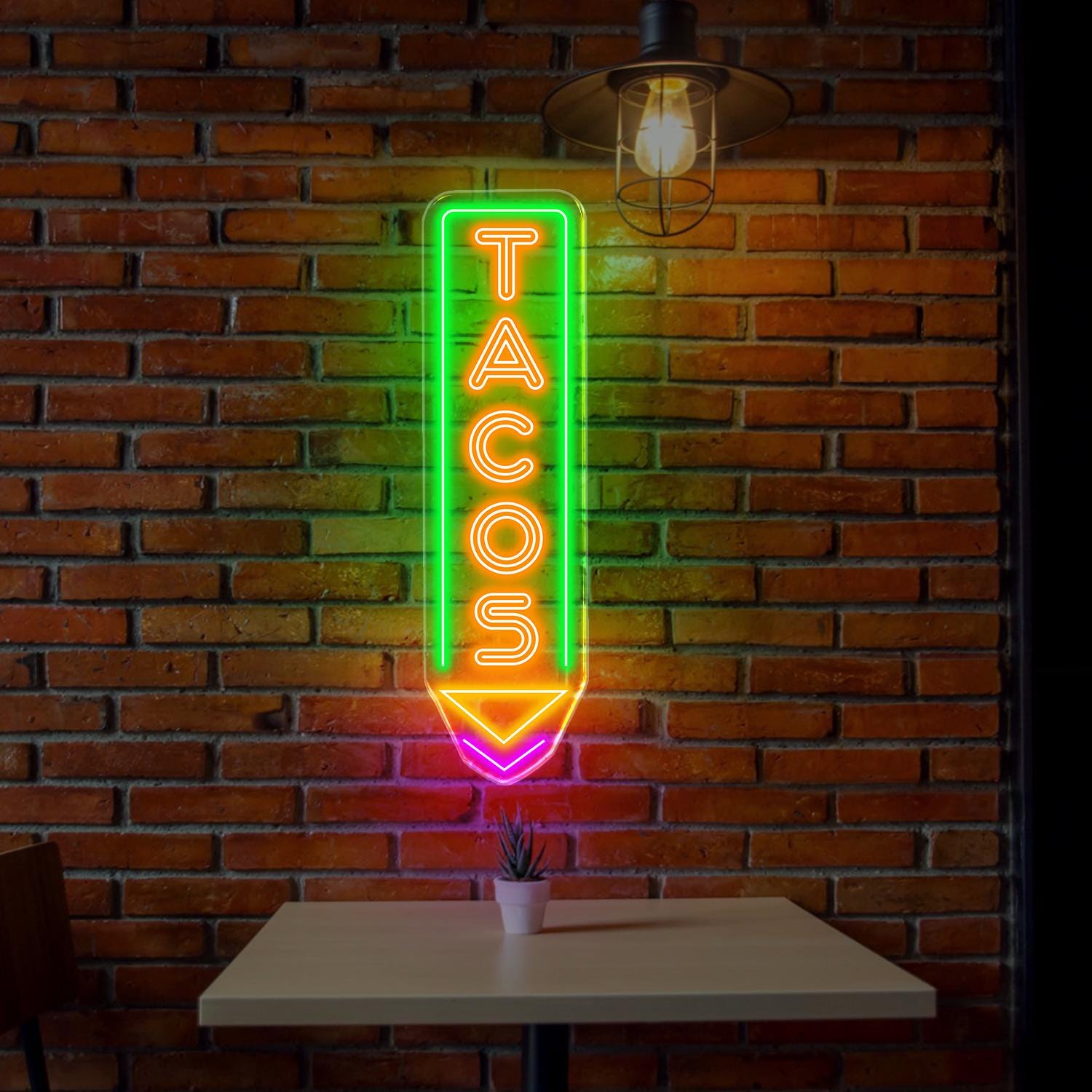 Custom Tacos Neon Sign, LED Tacos Shop Wall Decor, Vertical LED