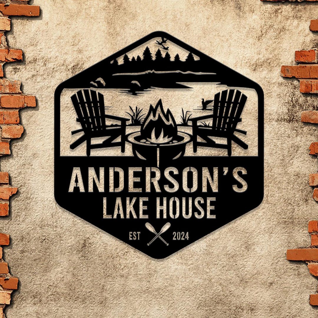 Forest Lake Sign, Custom Lake House Metal Sign, Personalized Family ...