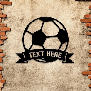 Personalized Soccer Metal LED Sign - Last Name Initial Hanging -  Personalize Soccer Metal Sign - Football Wall Sign