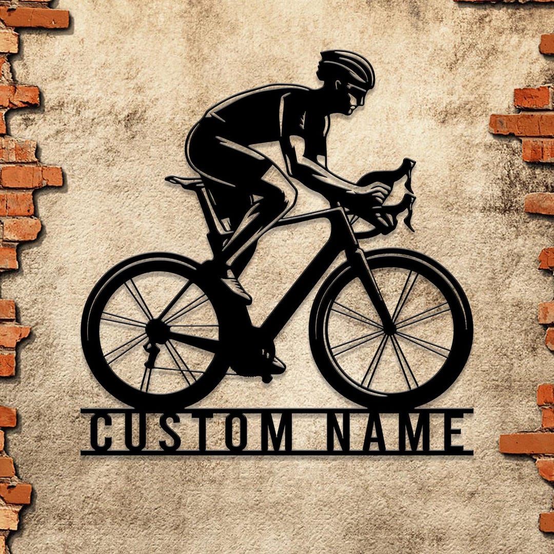 Custom Road Bike Racing Metal Sign With LED Light: Personalized Name ...